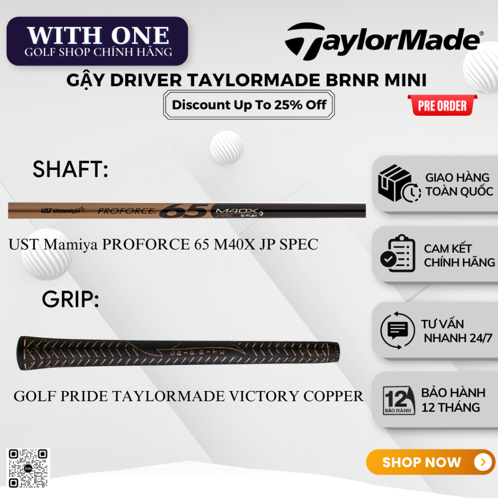 Mini Driver Golf BRNR 2024 Bronze/Noir Neuf Avec Headcover - Cuir - Pour Homme/Femme