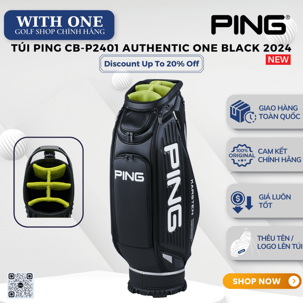 Túi gậy PING CB-P2401 AUTHENTIC ONE Black 2024 - withonegolf.com